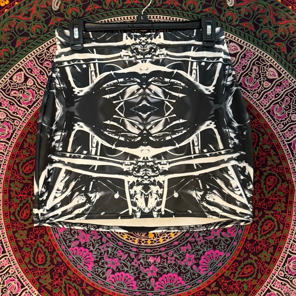 Blackmilk Black and White Abstract Print Mini Skirt
